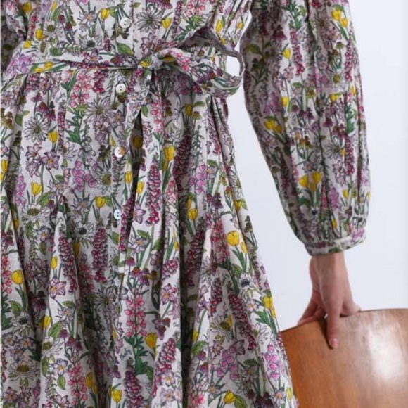 Chufy Forever Patagonia Ushi Mini Dress in Valdes Beige XS Long Sleeve Floral - Picture 3 of 11